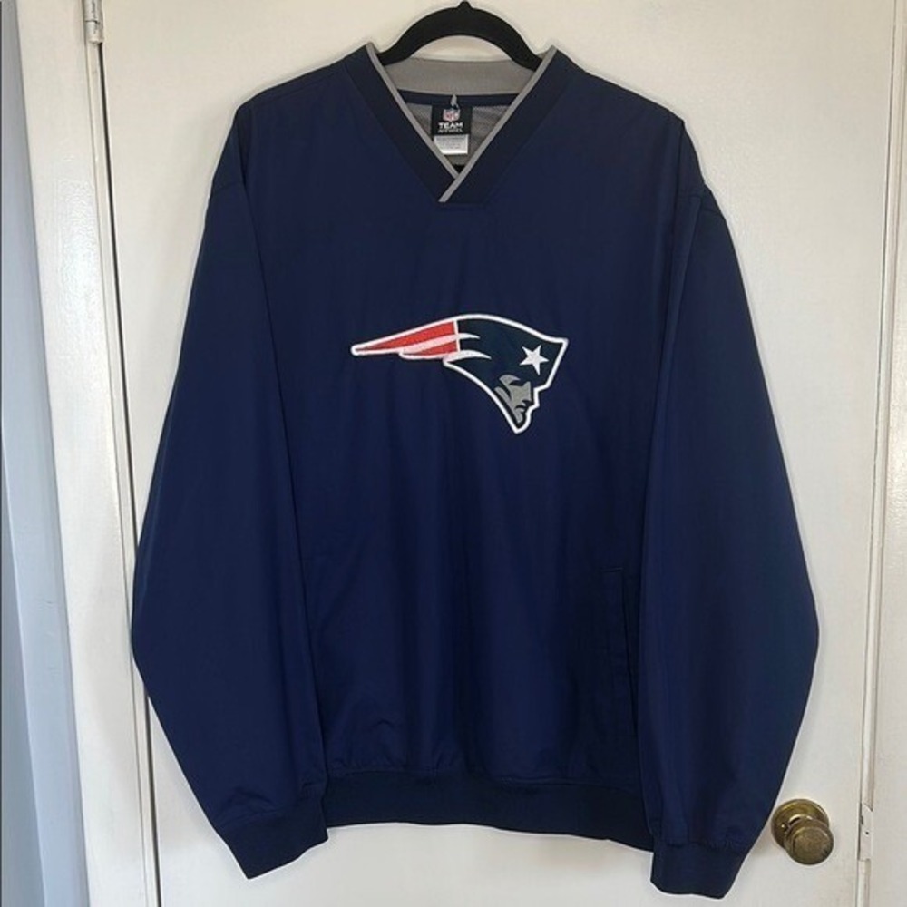 NFL Team Apparel New England Patriots Navy Blue Windbreaker Pullover Large